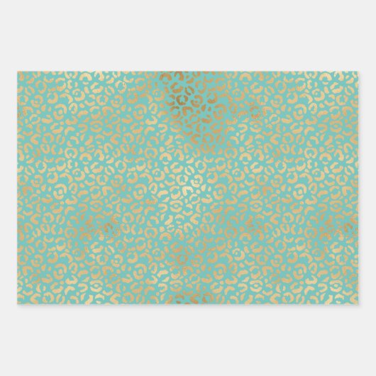 Gold White Glam Christmas Leopard Print Geschenkpapier Set (Vorderseite 2)