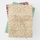 Gold White Glam Christmas Leopard Print Geschenkpapier Set (Beispiel)