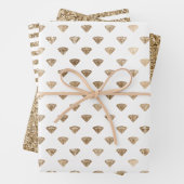 Gold White Glam Diamonds Glitzer Geschenkpapier Set (Beispiel)