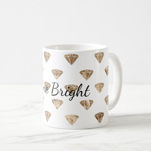 Gold White Glam Diamonds Kaffeetasse (VorderseiteRechts)