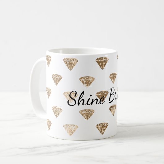 Gold White Glam Diamonds Kaffeetasse (Vorderseite Links)