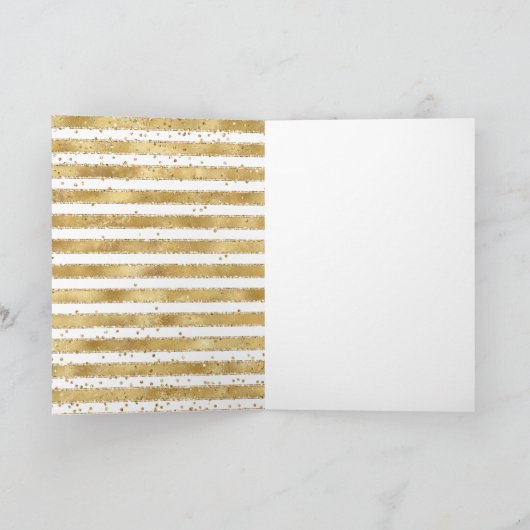 Gold White Glam Glitz Streifen Sparkle Punkte Karte (Innenseite)