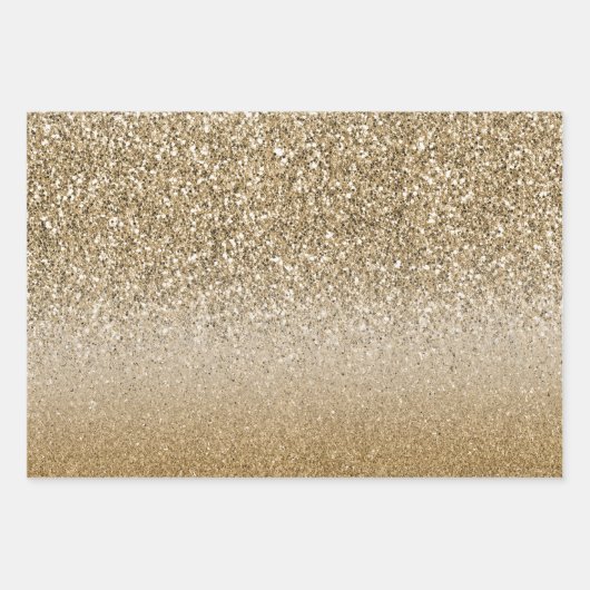 Gold White Glam Glitzer Geschenkpapier Set (Vorderseite 2)