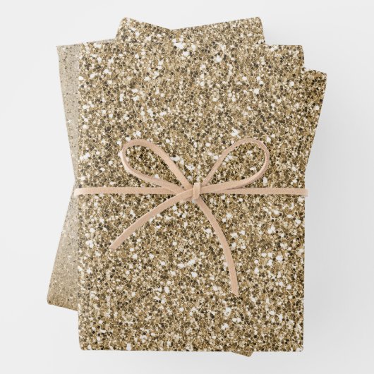 Gold White Glam Glitzer Geschenkpapier Set (Beispiel)
