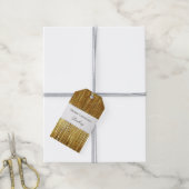 Gold White Glam Tinsel Stripes Geschenkegel Geschenkanhänger (Mit Garn)