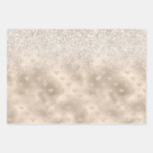 Gold White Glitz Glitzer Diamanten Geschenkpapier Set (Vorderseite)