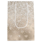 Gold White Glitz Glitzer Diamonds Mittlere Geschenktüte (Rückseite)