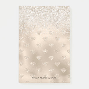 Gold White Glitz Glitzer Diamonds Post-it Klebezettel
