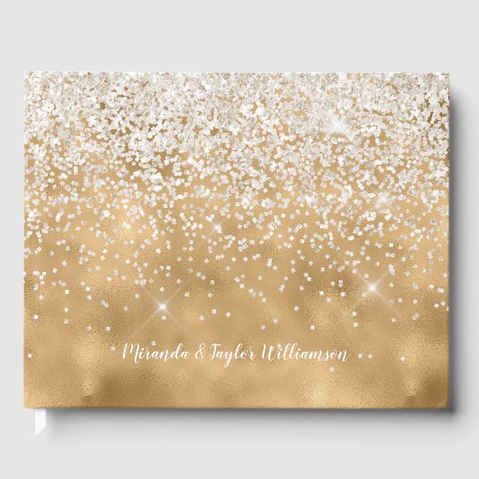 Gold White Glitz Glitzer Gästebuch (Vorderseite)
