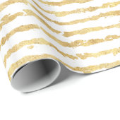 Gold White Glitz Streifen Geschenkpapier (Rolleneckpunkt)