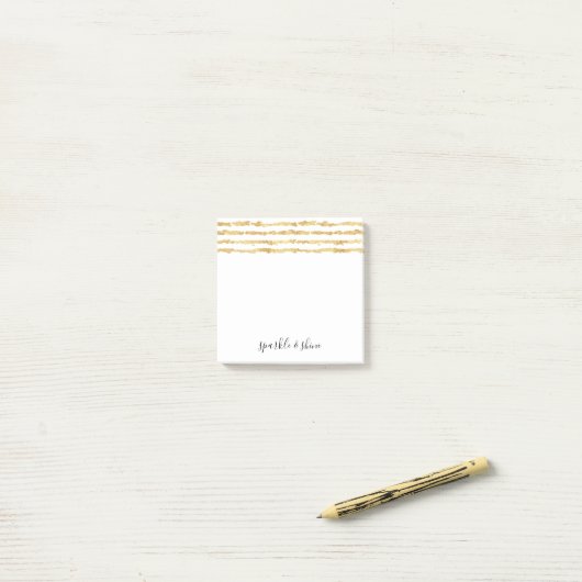 Gold White Glitz Streifen Sparkle Shine Post-it Klebezettel (Auf Schreibtisch)