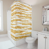 Gold White Glitzer Boho Populäre Tiger Collection Duschvorhang (Beispiel)