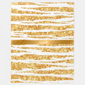 Gold White Glitzer Boho Populäre Tiger Collection Fleecedecke (Vorderseite)