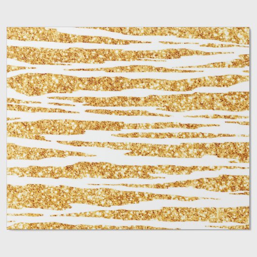 Gold White Glitzer Boho Populäre Tiger Collection Geschenkpapier (Flach)