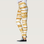 Gold White Glitzer Boho Populäre Tiger Collection Leggings (Links)