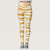Gold White Glitzer Boho Populäre Tiger Collection Leggings (Vorderseite)