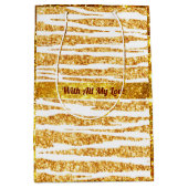 Gold White Glitzer Boho Populäre Tiger Collection Mittlere Geschenktüte (Vorderseite)