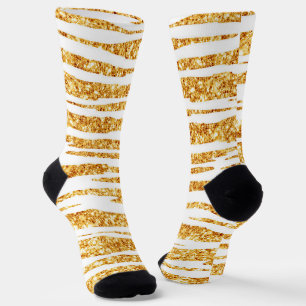 Gold White Glitzer Boho Populäre Tiger Collection Socken