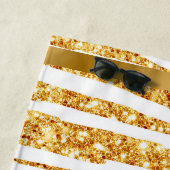 Gold White Glitzer Boho Populäre Tiger Collection Strandtuch (Beispiel)