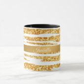 Gold White Glitzer Boho Populäre Tiger Collection Tasse (Zentrum)