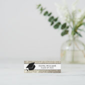 Gold White Glitzer Grad Cap Abschluss Beilage Mini Visitenkarte (Stehend Vorderseite)