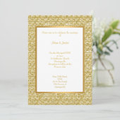 GOLD WHITE GOLD BRICK PATTERN WEDING INVITATION EINLADUNG (Stehend Vorderseite)