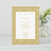GOLD WHITE GOLD BRICK PATTERN WEDING INVITATION EINLADUNG (Stehend Vorderseite)