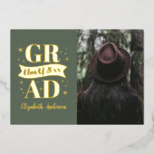 Gold & White Graduation Announcement Folieneinladung (Vorderseite)