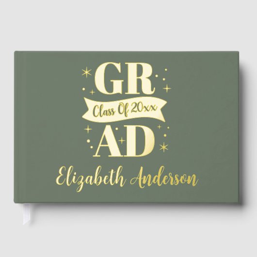 Gold & White Graduation Party Gästebuch (Vorderseite)