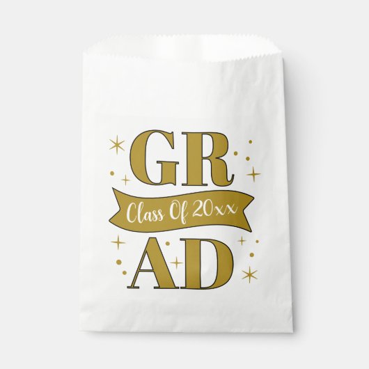 Gold & White Graduation Party Geschenktütchen (Vorderseite)