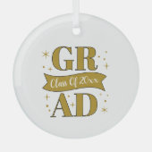 Gold & White Graduation Party Ornament Aus Glas (Vorderseite)