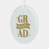 Gold & White Graduation Party Ornament Aus Glas (Vorderseite links)