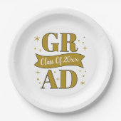 Gold & White Graduation Party Pappteller (Vorderseite)