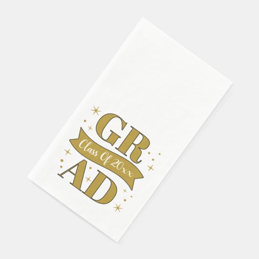 Gold & White Graduation Party Serviette (Ecke)