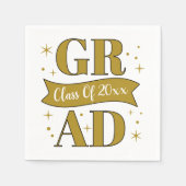 Gold & White Graduation Party Serviette (Vorderseite)