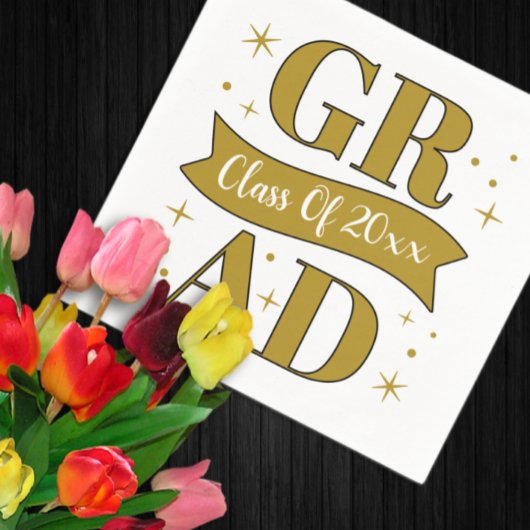 Gold & White Graduation Party Serviette