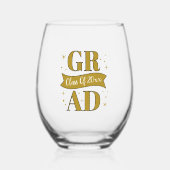 Gold & White Graduation Party Weinglas Ohne Stiel (Vorderseite)