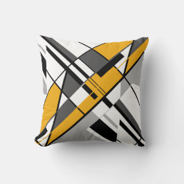 Gold White Gray Black Diagonal Crisscross Design Kissen