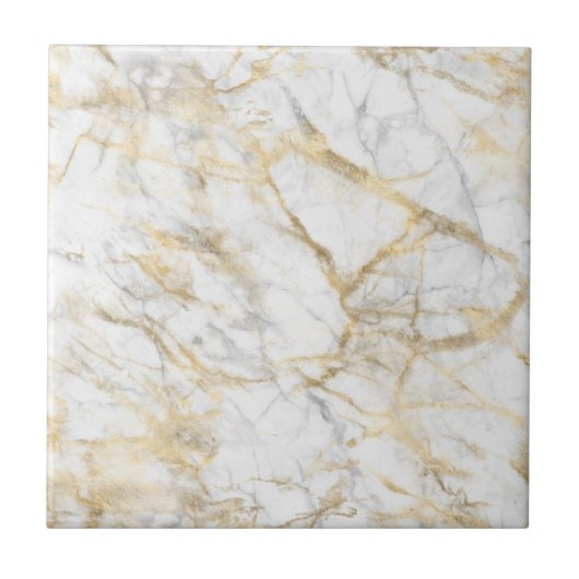 Gold White Gray Marble Trendy Modern Chic Stilvoll Fliese (Vorderseite)