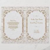 Gold White Great Gatsby Art Deco Wedding Programm (Vorderseite)