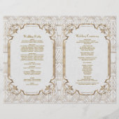 Gold White Great Gatsby Art Deco Wedding Programm (Rückseite)