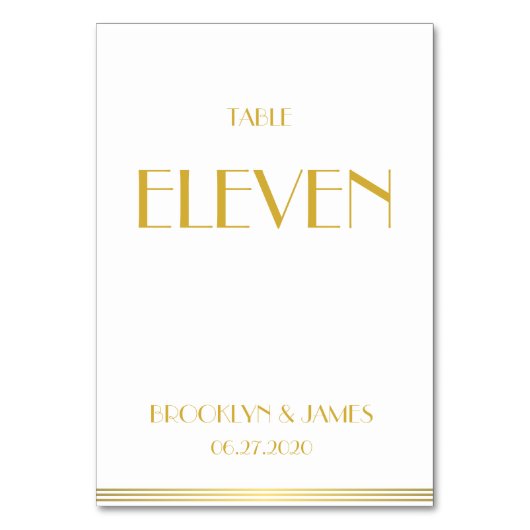Gold White Great Gatsby Hochzeit Tischnummern (Rückseite)
