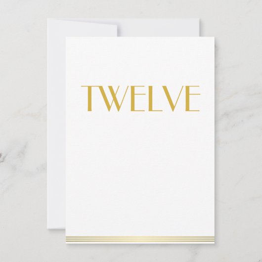 Gold White Great Gatsby Wedding Table Cards 12 Einladung (Rückseite)