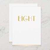 Gold White Great Gatsby Wedding Table Cards Acht Einladung (Vorne/Hinten)