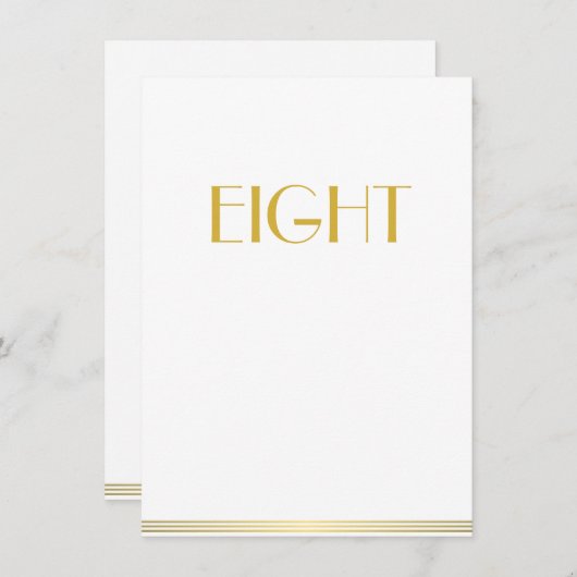 Gold White Great Gatsby Wedding Table Cards Acht Einladung (Vorne/Hinten)