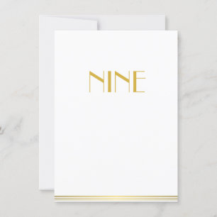 Gold White Great Gatsby Wedding Table Cards neun Einladung