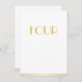 Gold White Great Gatsby Wedding Table Cards Vier Einladung (Vorne/Hinten)