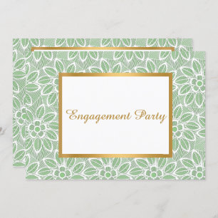 GOLD WHITE GREEN LACE VINTAG ENGAGEMENT PARTEI EINLADUNG