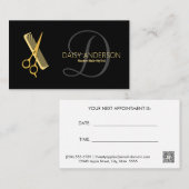 GOLD White Hairstylist-Termin Visitenkarte (Vorne/Hinten)