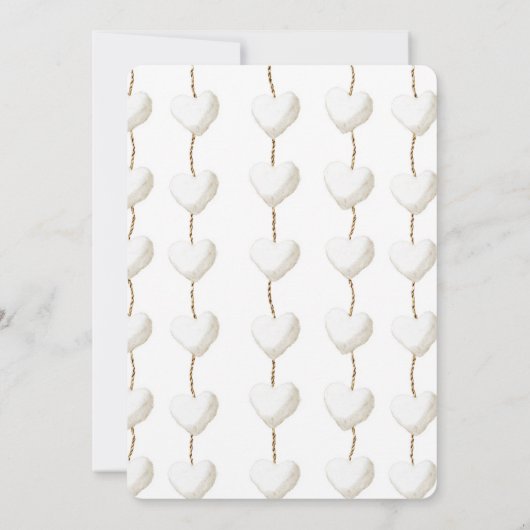 Gold White Hearts Brautparty Einladung (Rückseite)